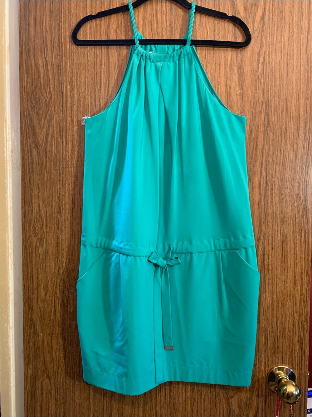 Teal Halter Drawstring Dress
